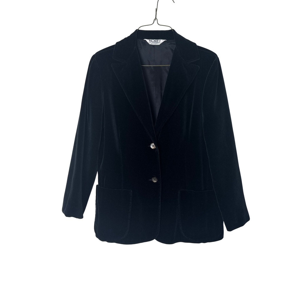 Koret of California Vintage Black Velvet Blazer‎ Jacket Mother of Pearl Buttons